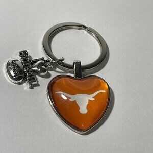 Texas Longhorns NCAA I Love Football Keychain NEW!!